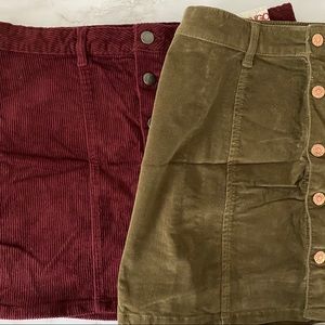 Buttoned Corduroy Skirt Set